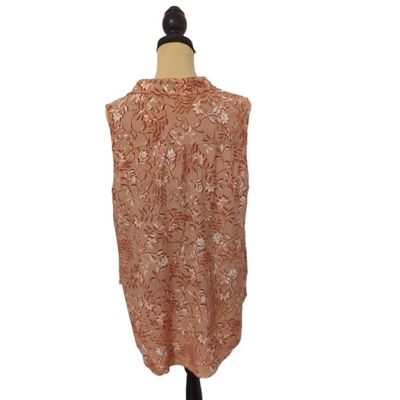 Dusty Pink Sleeveless Top Floral Pattern Long Back XL Size Extra Large Blouse - Picture 4 of 7